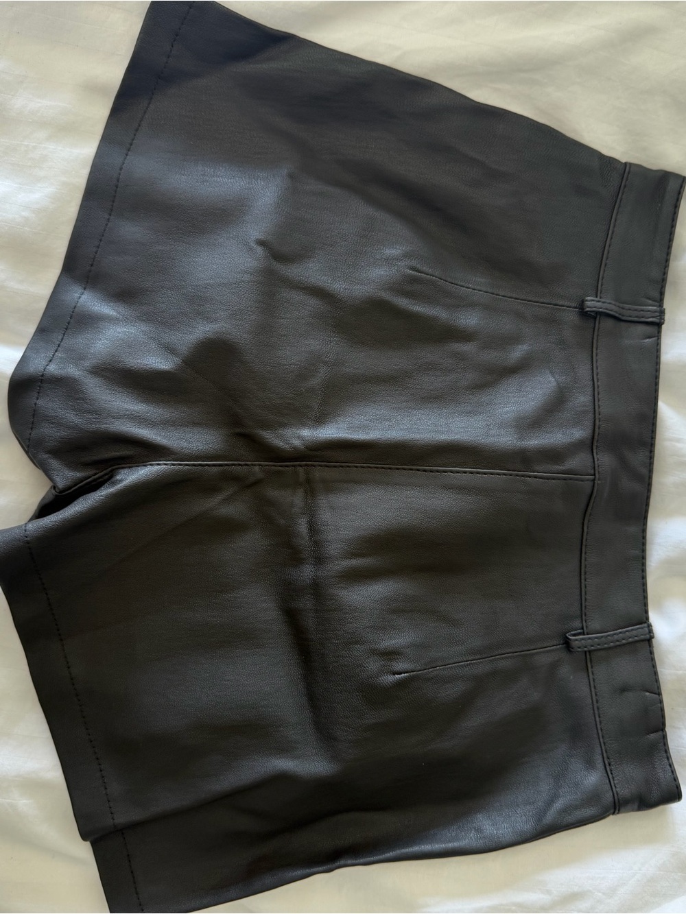 High-Waist Black Faux Leather Women's Shorts